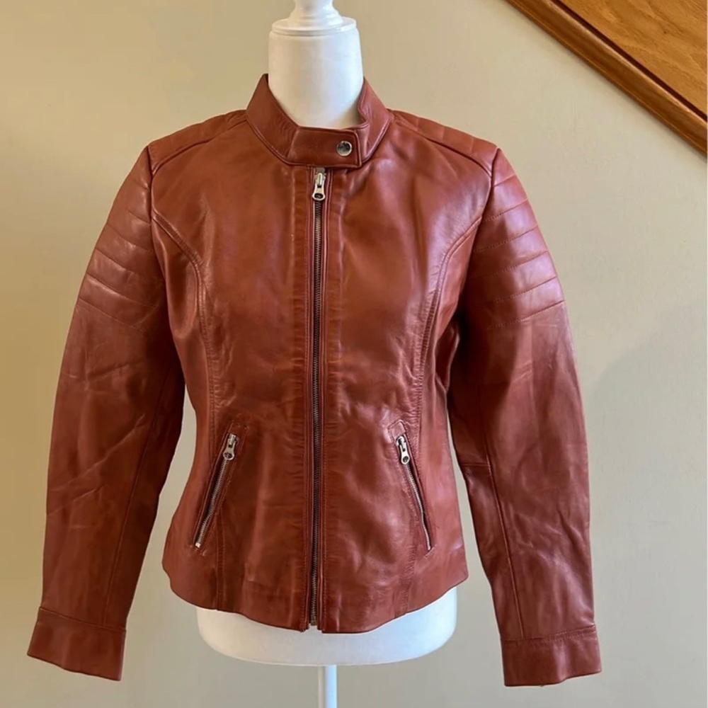 Decrum Leather Jacket Sz Medium Carrie Tan New With Tags